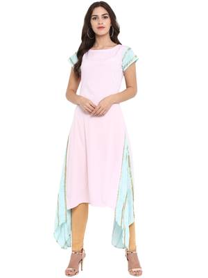 Pink printed crepe kurtas-and-kurtis 2