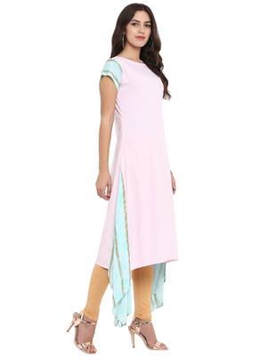Pink printed crepe kurtas-and-kurtis 4
