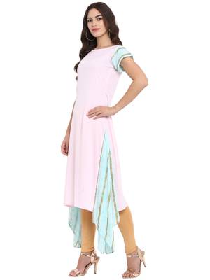 Pink printed crepe kurtas-and-kurtis 5