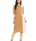 Beige printed cotton cotton-kurtis