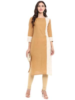 Beige printed cotton cotton-kurtis 2