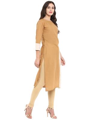 Beige printed cotton cotton-kurtis 5