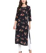 Blue printed rayon kurtas-and-kurtis