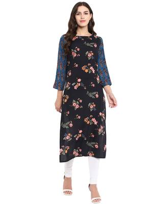 Blue printed rayon kurtas-and-kurtis 1