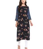 Blue printed rayon kurtas-and-kurtis