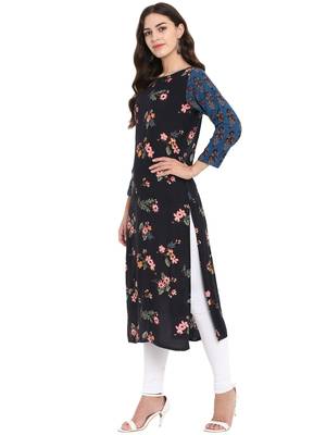 Blue printed rayon kurtas-and-kurtis 4