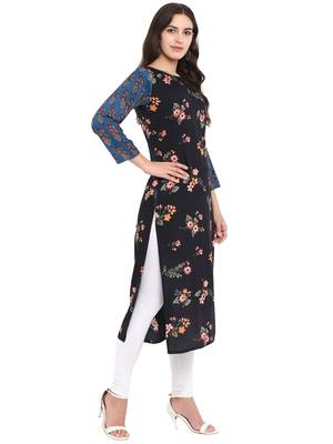 Blue printed rayon kurtas-and-kurtis 5