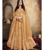 peach embroidery net lehengas with blouse