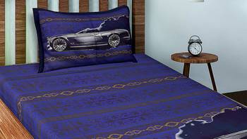 Gray Car Cotton Single Bedsheet with 1 pillow Cover 1