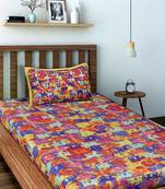 Multi Auto Rickshaw Cotton Single Bedsheet with 1 pillow Cover