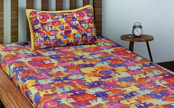 Multi Auto Rickshaw Cotton Single Bedsheet with 1 pillow Cover 3
