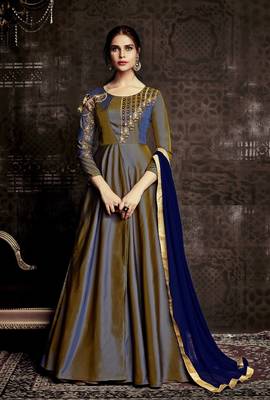 Grey embroidered silk salwar 1
