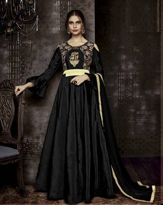 Black embroidered silk salwar 1