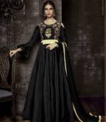Black embroidered silk salwar