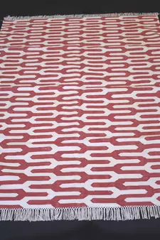 Handmade Hand Woven Designer Pink Color Cotton Area Rug Home Decorative Rug