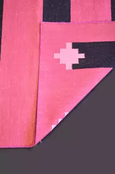 Hand-Woven Rectangle Shape Pink Color 100% Cotton Attractive Traditional Kilim Rug