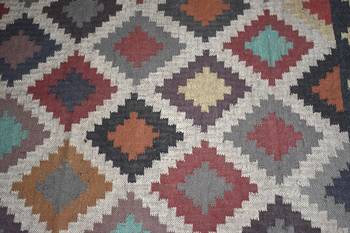 Rectangle Handmade WooL Jute Kilim Rug Multi Coloured Size 5X8 Feet 2