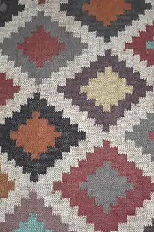 Rectangle Handmade WooL Jute Kilim Rug Multi Coloured Size 5X8 Feet