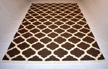 Handmade Brown Color Handwoven Flat Weave Size 6x9 Feet Cotton Area Kilim Rug 1