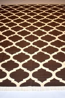 Handmade Brown Color Handwoven Flat Weave Size 6x9 Feet Cotton Area Kilim Rug