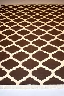 Handmade Brown Color Handwoven Flat Weave Size 6x9 Feet Cotton Area Kilim Rug
