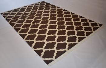 Handmade Brown Color Handwoven Flat Weave Size 6x9 Feet Cotton Area Kilim Rug 2
