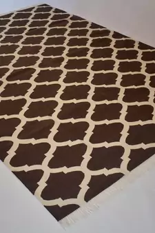 Handmade Brown Color Handwoven Flat Weave Size 6x9 Feet Cotton Area Kilim Rug