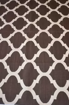 Handmade Brown Color Handwoven Flat Weave Size 6x9 Feet Cotton Area Kilim Rug