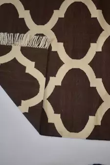 Handmade Brown Color Handwoven Flat Weave Size 6x9 Feet Cotton Area Kilim Rug