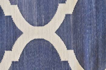 Blue Ekath Traditional Matka Designer 100% Cotton Kilim Area Rug 2