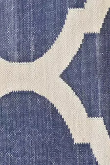 Blue Ekath Traditional Matka Designer 100% Cotton Kilim Area Rug