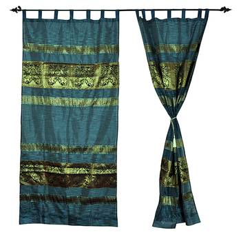 Lalhaveli Handmade Elephant Work Design silk Window Curtains 7ft x 4ft 3