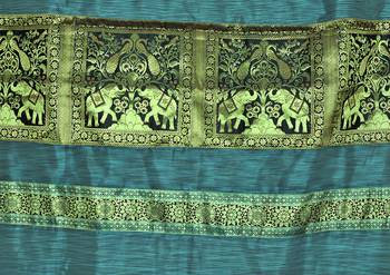 Lalhaveli Handmade Elephant Work Design silk Window Curtains 7ft x 4ft 4