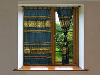 Ethnic Elephant Work Design silk Curtains For Housewarming Gift 7ft x 4ft 1