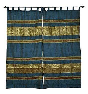 Ethnic Elephant Work Design silk Curtains For Housewarming Gift 7ft x 4ft 2