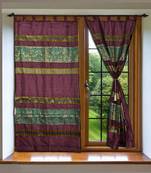 Decorative Elephant Work Design silk Window Curtains Bedroom 7ft x 4ft