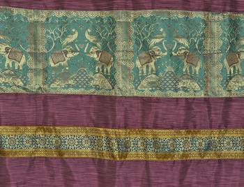 Decorative Elephant Work Design silk Window Curtains Bedroom 7ft x 4ft 4