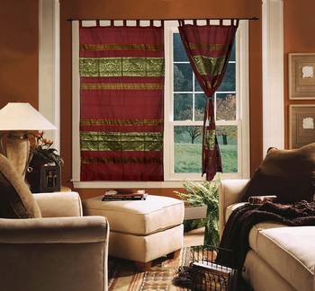 Living Room Decoration silk Curtains For Windows 7ft x 4ft 1