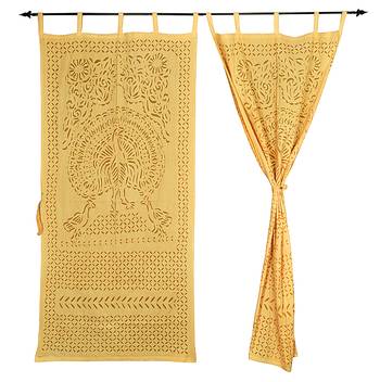 Peacock Design Tab Top White Curtains For Windows 2