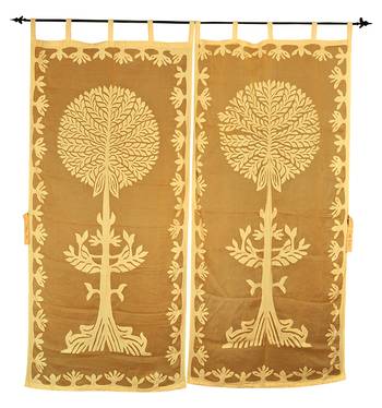 Tab Top Panel Cotton Tree Of Life Curtain For Living Room Decor 1