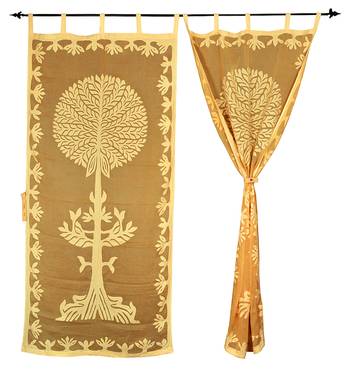 Tab Top Panel Cotton Tree Of Life Curtain For Living Room Decor 2