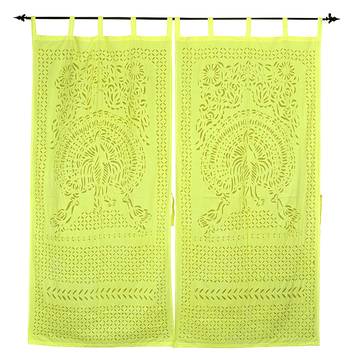 Home Decorative Handmade Peacock Design Cotton Curtians For Housewarming Gift 1