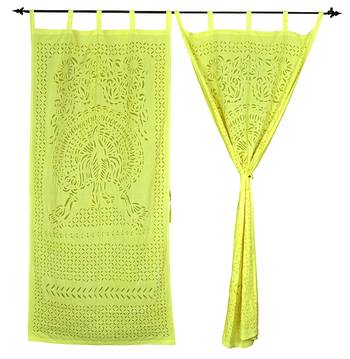 Home Decorative Handmade Peacock Design Cotton Curtians For Housewarming Gift 2