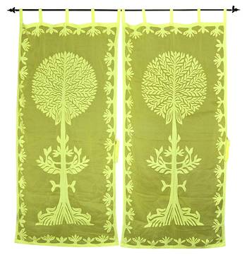 Yellow Color Luxury Tree Of Life Curtain For Living Room Décor 1