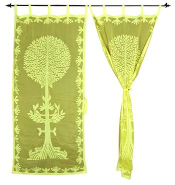 Yellow Color Luxury Tree Of Life Curtain For Living Room Décor 2