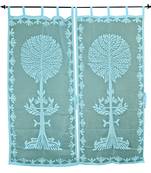 Home Decorative Tree Design Luxury Cotton Curtain Pair