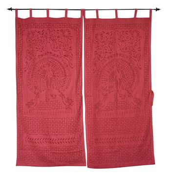 Peacock Design Door Cotton Curtain Decorative 1