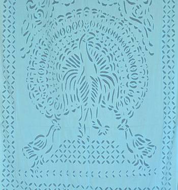 Handmade Peacock Design Cutwork Cotton Curtain 3