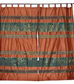 Lal Haveli silk Fabric Tab Top Window Curtain Home Decoration Living Room 42 X 85 inches