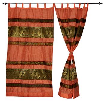 Lal Haveli silk Designer Window Curtains for Living Room 42 X 85 inches 2